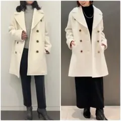theory luxe 23AW オーバーサイズ　ウールピーコート　アイボリー