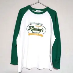 WEGO 長袖Tシャツ ホワイト/グリーン Mサイズ