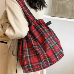 残り1点⚠️ZARAジャンル 海外ブランド 大人可愛いチェック柄大容量トートバッグ