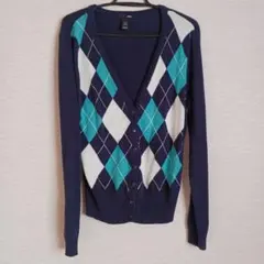 H&M アーガイルパターン 長袖カーディガン Mサイズ