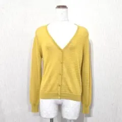 センスオブプレイス【F】長袖Vネックカーディガン　イエロー系　春夏　薄手　透け感