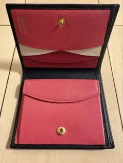 PRADA サフィアーノレザー 二つ折り財布 【ブラック ピンク】