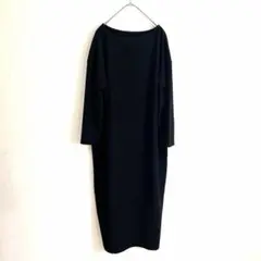 【coca】コカ　エンボス加工　長袖ロングワンピース　黒