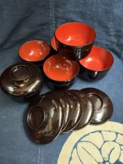 【明治~昭和初期】古美術 時代漆器 梅と月 蒔絵 菓子器 蓋物 煮物椀 懐石道具 明治~昭和初期】古美術 時代漆器 梅と月 蒔絵 菓子器 蓋物 煮物