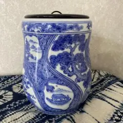 水指　手描き　染付　茶道具　壺　花瓶　置物　骨董 2025年最新】Yahoo!オークション -染付山水水指の中古品・新品