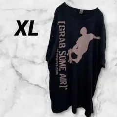 スケーター Tシャツ 空軍 ビッグプリント XL 黒 古着 オーバーサイズのサムネイル