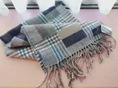 新品タグ付　Lochcarron　チェック柄マフラー 　メリノウール　アンゴラ混