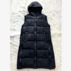 【美品】ZARAザラ 中綿キルティングロングベスト 黒 ブラック サイズL