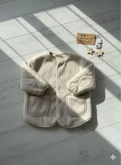 GU ホワイト　ボアキルティングジャケット　110cm