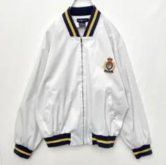 ラルフローレン　90s 　エンブレム刺繍　ホワイト　コットン　ブルゾン