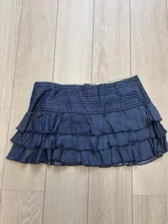 ZARA ネイビーフリルミニスカート