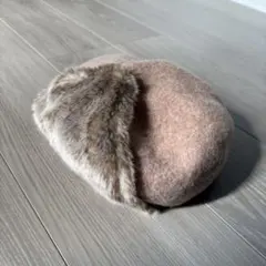 ベレー帽　バスクフェイクファー　帽子　秋冬