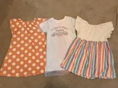 西松屋 ワンピース 3枚セット 120 ドット レインボー