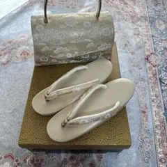 【美品】礼装用 草履 バッグ セット 金糸 菊花紋 フリーサイズ フォーマル