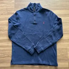 美品　ラルフローレン　メンズ　ハーフジップ　綿ニット　Sサイズ　ネイビー