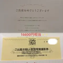スタジオアリス　ご出産お祝い記念写真撮影券　優待券