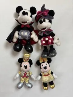 【難あり】東京ディズニーリゾート　ミッキー・ミニー ぬいぐるみバッジ　4点セット