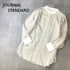 JOURNAL STANDARD バンドカラー ストライプ シャツ ベージュ