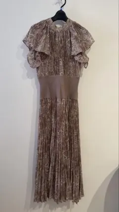 【Snidel】ブラウン花柄プリーツワンピース