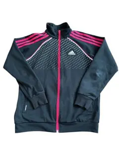 adidas ドット柄 ジップアップジャージ　ブラック