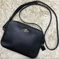 【美品】COACH コーチ カメラバッグ　レザー　本革　ブラック　ショルダー