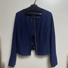 クレイサスネイビー ノーカラージャケット 長袖