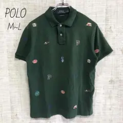 POLO　ポロラルフローレン　刺繍　半袖ポロシャツ　緑　90s ポニー
