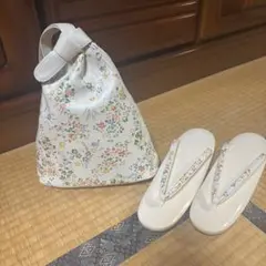 和装用バッグ　草履　セット　ホワイト　おしゃれ着