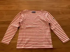 SAINT JAMES 赤と薄ピンクストライプ 長袖Tシャツ