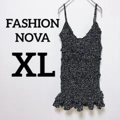 FASHION NOVA 【XL】 フラワープリント キャミワンピース 白黒
