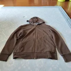 ブラウン フルジップパーカー フード付き