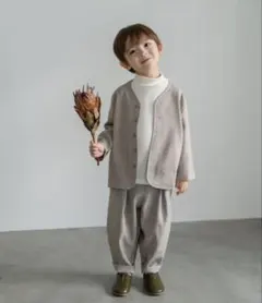 riziere リジェール　シングルノーカラージャケット　セットアップ　ブラウン