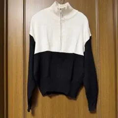 GU ホワイト・ブラック ハイネックセーター S