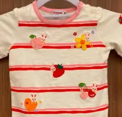 MIKI HOUSE 日本製 90 長袖Tシャツ｜うさぎ（刺繍）＆フルーツ・花