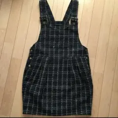チェック柄サロペットスカート　ツイード　レディース　ヘザー