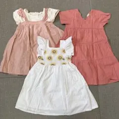 プティマイン　ワンピース　ピンク　ひまわり　100 半袖　夏