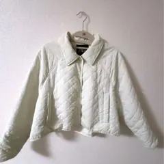 ZARA ザラ ショート丈キルティングジャケットアイボリー S