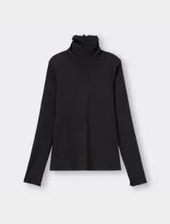 【GU】ソフトリブタートルネック　ブラック　Mサイズ
