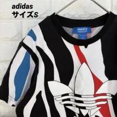 アディダス オリジナルス Tシャツ S ゼブラ柄 総柄 トレフォイルロゴ