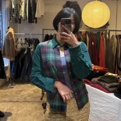 90sOLD GAP corduroy×flannel shirt check