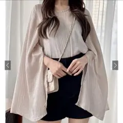 GRL 楊柳シフォンフレアスリーブスリットトップス ［fo1712］