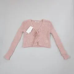 ヴァニーユー フロントリボン 2wayクロップドニットカーディガン フリーサイズ