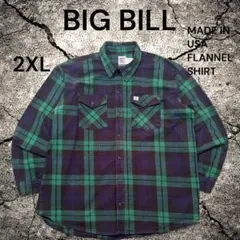 00s BIG BILL ビッグビル USA ヘビーネルシャツ ブラックウォッチのサムネイル