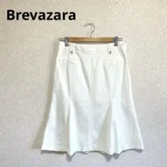 【美品】Brevazara フレアスカート ストレッチ 日本製 ホワイト L