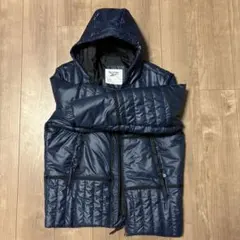 リーボック ネイビー キルティングダウンジャケット フード付き