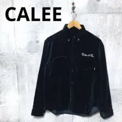 CALEE キャリー メンズ ベロアボタンダウンシャツ L ブラック