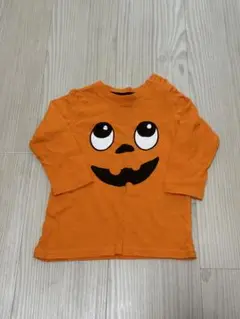 H&M パンプキン顔オレンジロンT 74