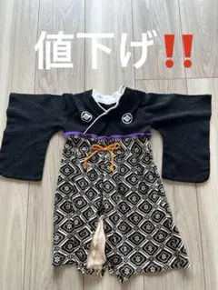 黒と柄の着物スタイル ベビー服