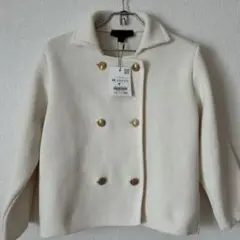 【新品未使用】ZARA ショート丈ニットジャケット　ホワイトＭ