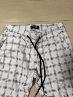 RTEG チェック柄 スキニーパンツ ホワイト